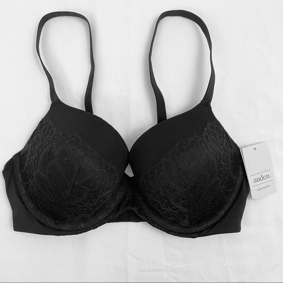 Auden Icon T-shirt Bra 34C Black Lightly Padded - Picture 1 of 6